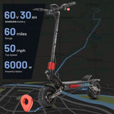 YUME Raptor 11" Trottinette électrique tout-terrain 3000W*2 Moteurs doubles 60V 27Ah/30Ah Batterie