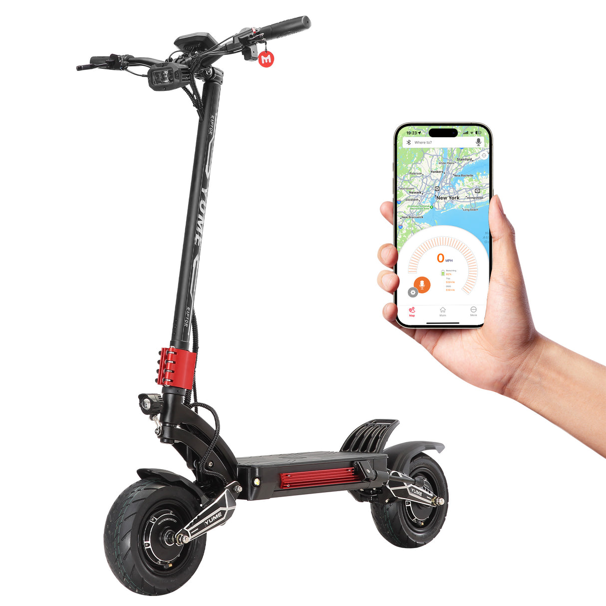 YUME Raptor 11" Trottinette électrique tout-terrain 3000W*2 Moteurs doubles 60V 27Ah/30Ah Batterie