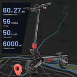 YUME Raptor 11" Trottinette électrique tout-terrain 3000W*2 Moteurs doubles 60V 27Ah/30Ah Batterie