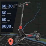 YUME Raptor 11" Trottinette électrique tout-terrain 3000W*2 Moteurs doubles 60V 27Ah/30Ah Batterie