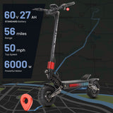 YUME Raptor 11" Trottinette électrique tout-terrain 3000W*2 Moteurs doubles 60V 27Ah/30Ah Batterie
