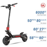 YUME Raptor 11" Trottinette électrique tout-terrain 3000W*2 Moteurs doubles 60V 27Ah/30Ah Batterie
