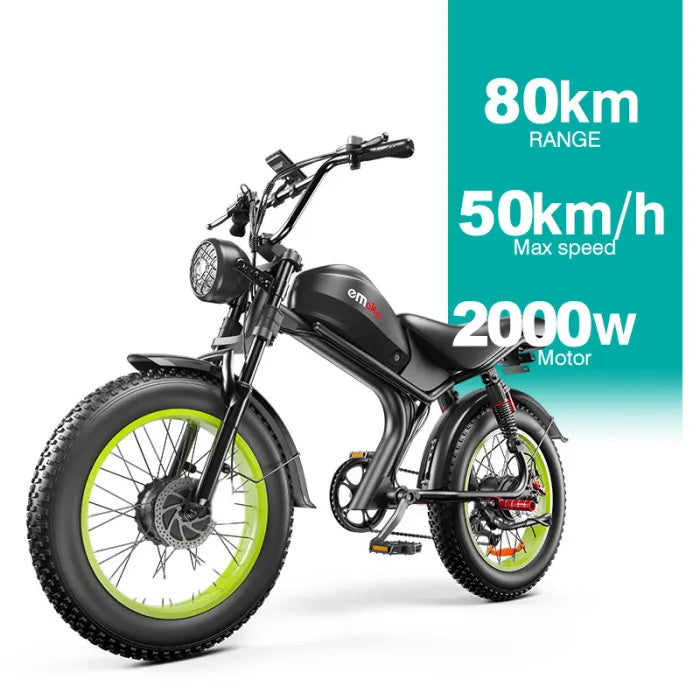 EMOKO C93 20" Gros pneu vélo tout-terrain électrique 2*1000W Moteur double 48V 20Ah/23Ah Batterie