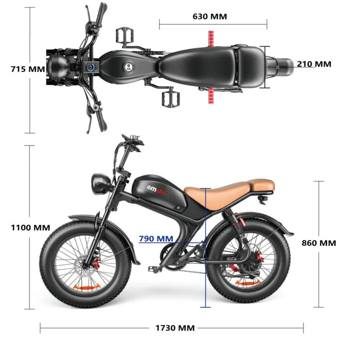 EMOKO C93 20" Gros pneu vélo tout-terrain électrique 2*1000W Moteur double 48V 20Ah/23Ah Batterie