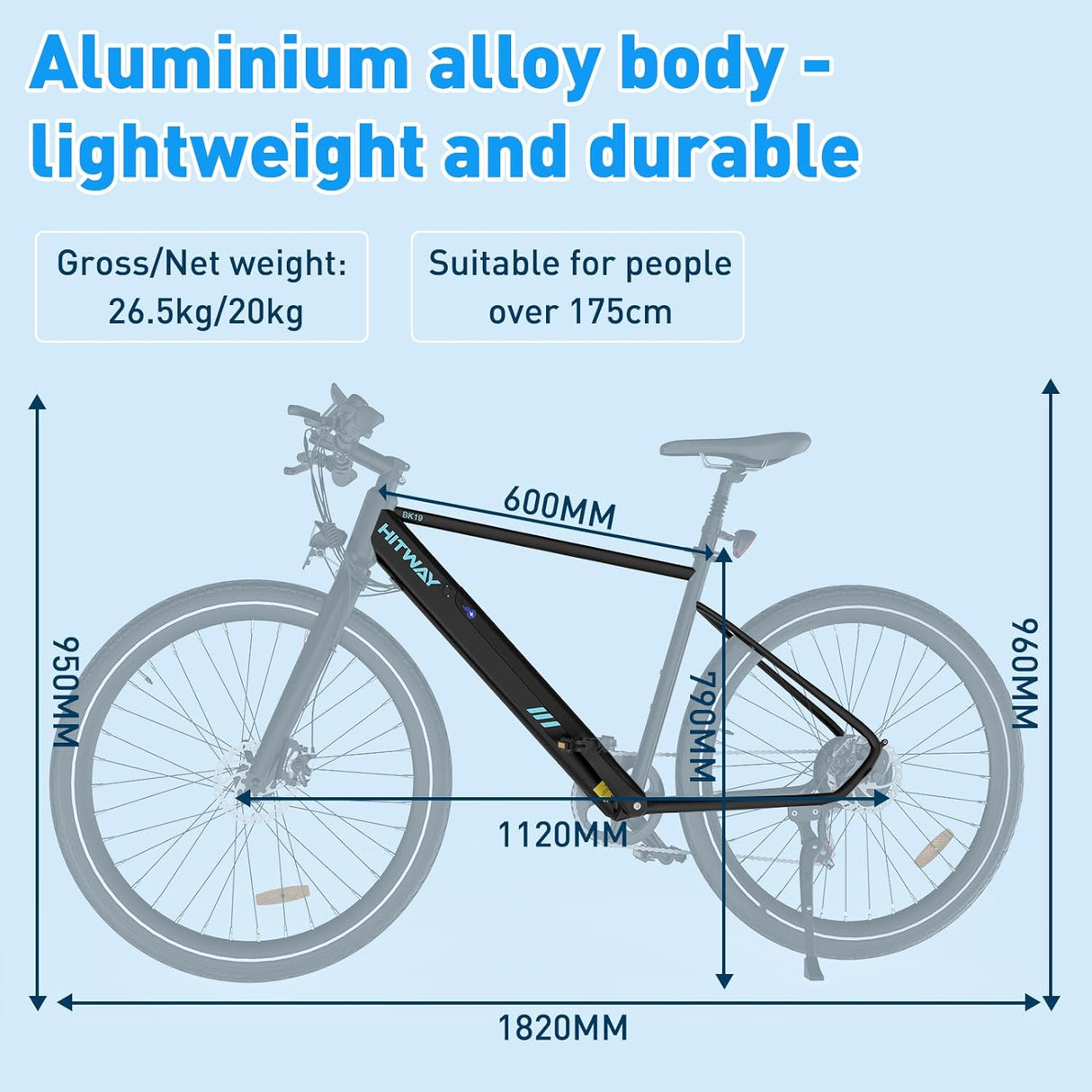 HITWAY BK19 27,5" Vélo électrique de ville 250W Moteur 36V 12Ah Batterie