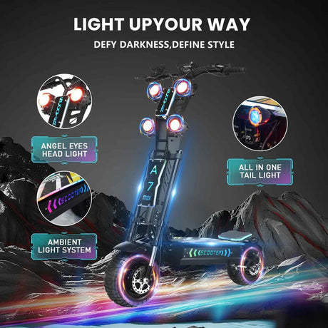 GLEERIDE A7 MAX 13" Trottinette électrique tout-terrain 2*5000W Moteur 72V 50Ah Batterie