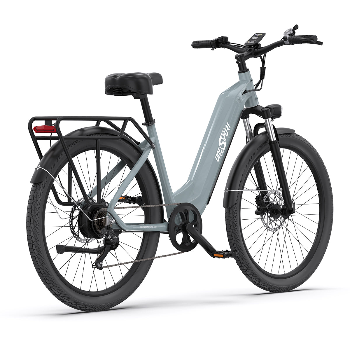 Vélo électrique de ville pas à pas OneSport OT05 bleu-gris