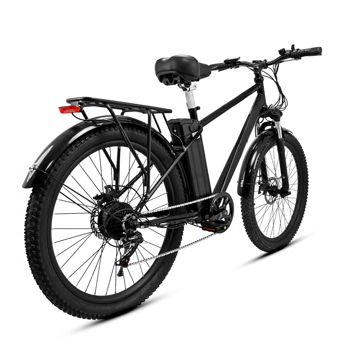 Vélo électrique de montagne noir OneSport OT13, pneus tout-terrain de 26 pouces, moteur sans balais de 250W à 350W, batterie au lithium de 48V 15a