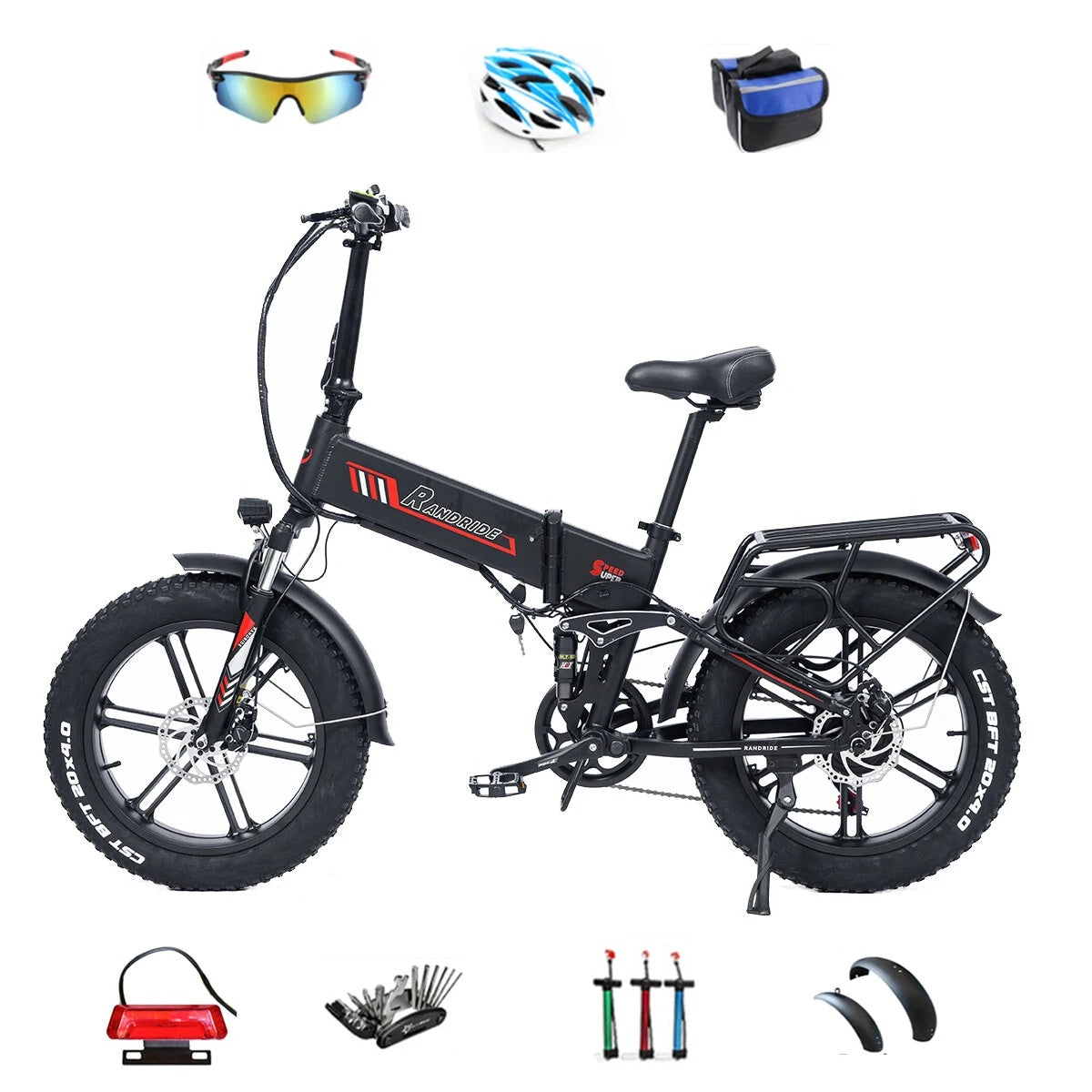 RANDRIDE YX20M 20" Vélo électrique pliant 1000W Moteur 48V 17Ah Batterie